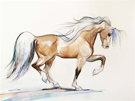 Watercolor Horse Art Watercolor Original Drawing Watercolor