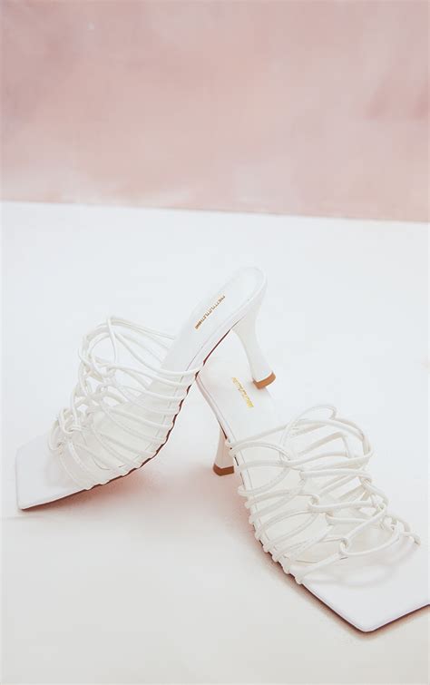 Mules bout carré en similicuir blanc à talon trapèze PrettyLittleThing FR