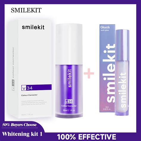 Smilekit Teeth Whitening V34 Colour Corrector Toothpaste Sensitive Teeth Purple Foam White