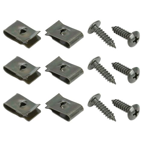 100 Set 4 2x16mm U Clip Screw Assortment Car Clips Fasteners With Screws For Securing Wires And