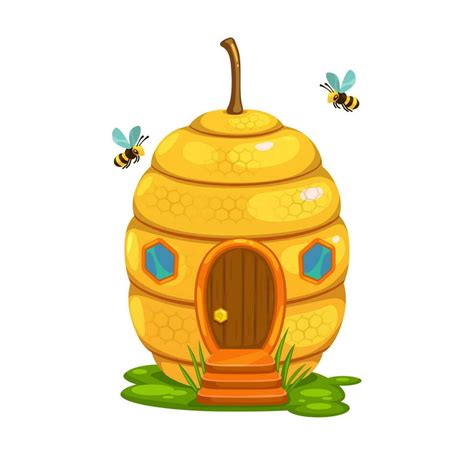 Bee Hive Cartoon Fairy House Dwelling Of Honeybee Vector Art