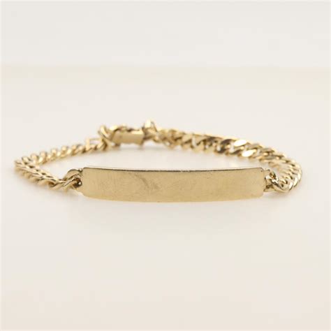 10kt Gold Name Plate Curb Chain Bracelet | Property Room