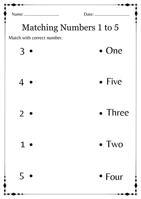 Preschool Count And Match Worksheets 1 To 5 Matching Numbers 1 5 Worksheets Library