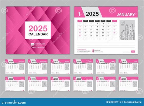 Calendar 2025 Template Set Desk Calendar 2025 Design Set Of 12 Months