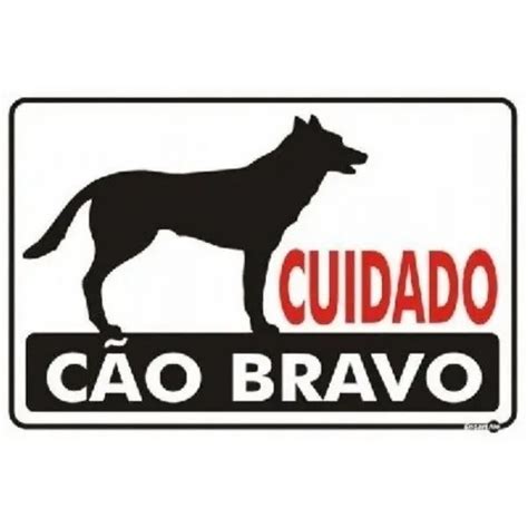 Placa Sinalização Cuidado Cão Bravo Acesso cachorro bravo 20x30cm