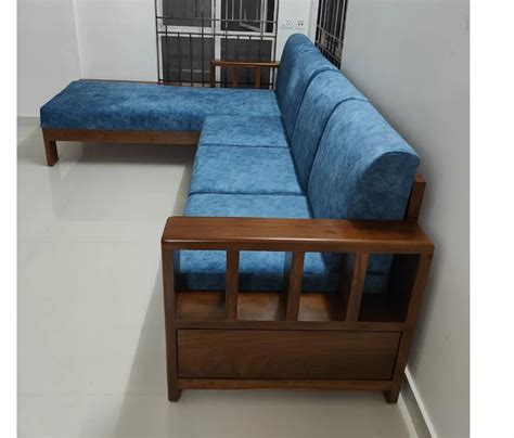 Seater Cotton L Shape Wooden Sofa Set Without Lounger At Rs