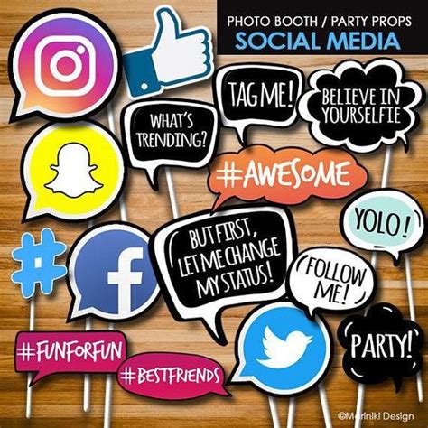 Social Media Photo Booth Props Social Media Photo Props Party Props Birthday Photobooth