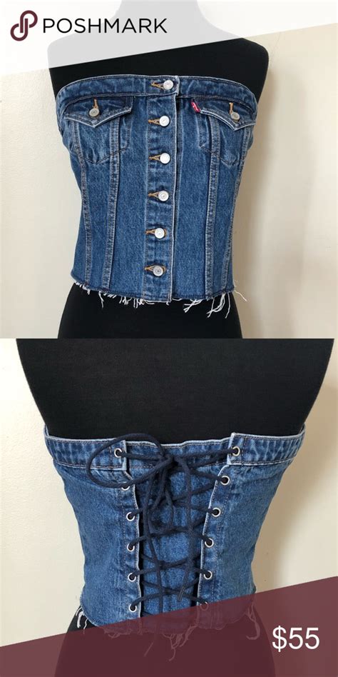 Levis Denim Lace Up Corset Top Denim And Lace Denim Top Diy Denim