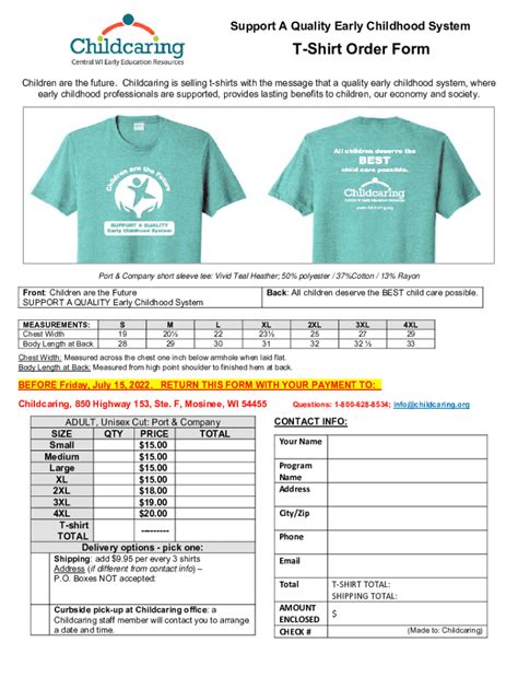 Fillable Online Tshirt Order Form 1 28 22 Fax Email Print PdfFiller