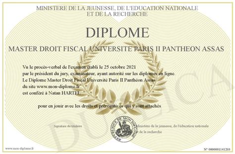 Diplome Master Droit Fiscal Universite Paris Ii Pantheon Assas