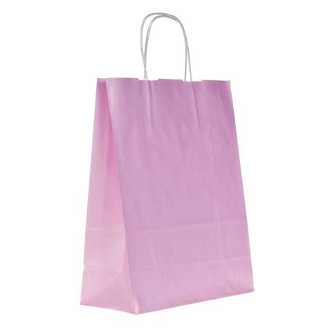 Pink Plain Paper Carrier Bags Twisted Handle Atom Printed Carrier Bags