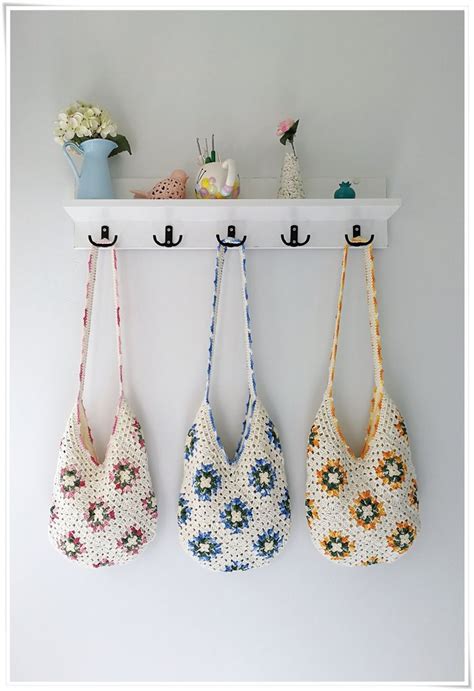 Granny Square Bag Slouchy Hobo Bag Shabby Chic Bag Small Bohemian