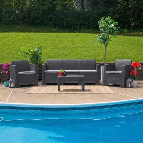 Alamont Home Seneca Outdoor Contemporary Resin Piece Patio Set Dark