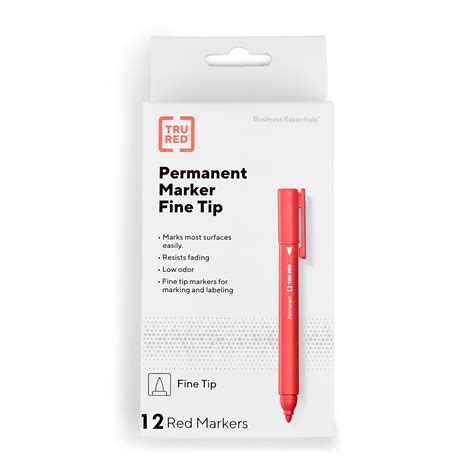 Tru Red Pen Permanent Markers Fine Tip Red Dozen Tr Walmart