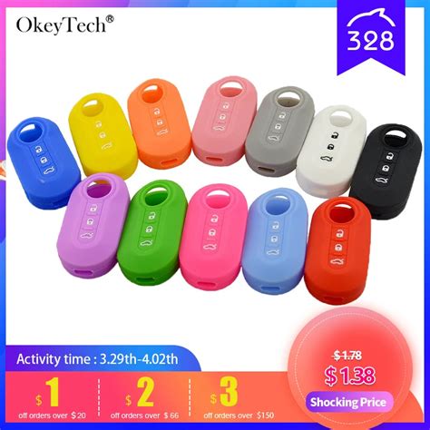 High Quality Okeytech Buttons Silicone Car Key Case Cover For Fiat