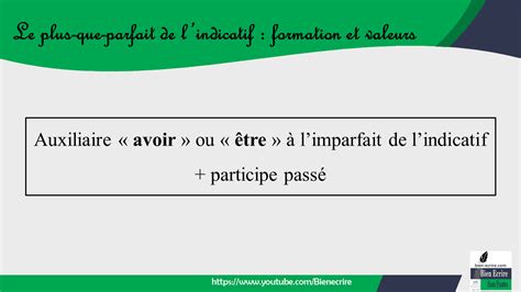 Le Plus Que Parfait De Lindicatif Formation Et Valeurs Bien écrire