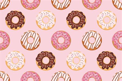 Premium Vector Seamless Pattern With Glazed Donuts