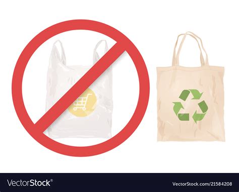 Reusable Cloth Bag Instead Plastic Bag Royalty Free Vector