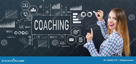 Coaching With Young Woman Stock Photo Image Of Chalkboard 128062122