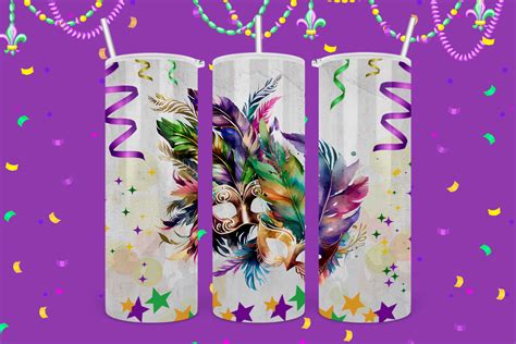 Mardi Gras Tumbler Wrap Cute Water Color Graphic By Peangra Creative