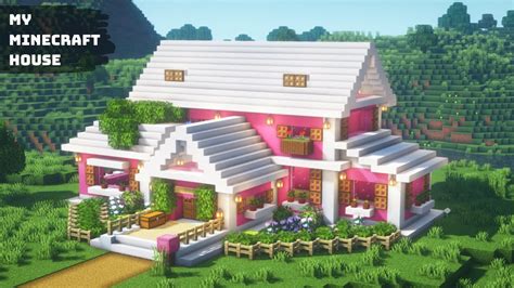 Minecraft Tutorial How To Build A Simple And Newest Pink House Youtube