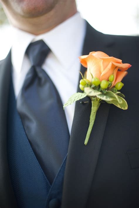 Orange Boutonniere Groom Wedding Pictures Orange Wedding Flowers