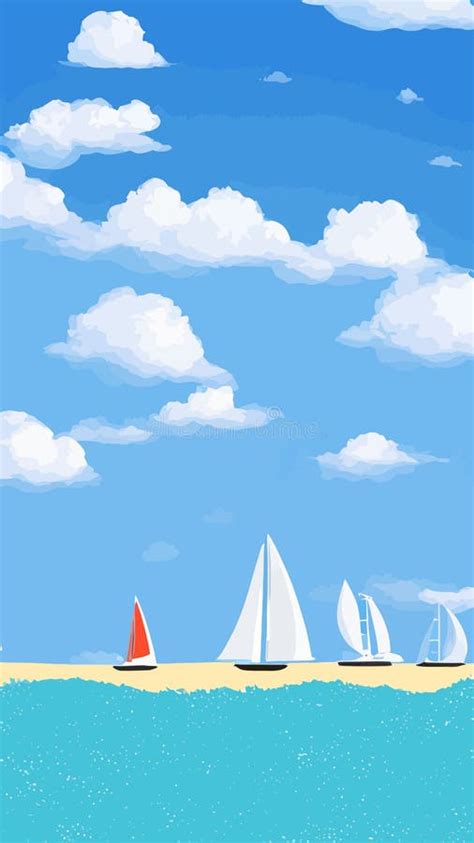 Seaside Sailing Blue Sky White Clouds Beach Seaside Scenery