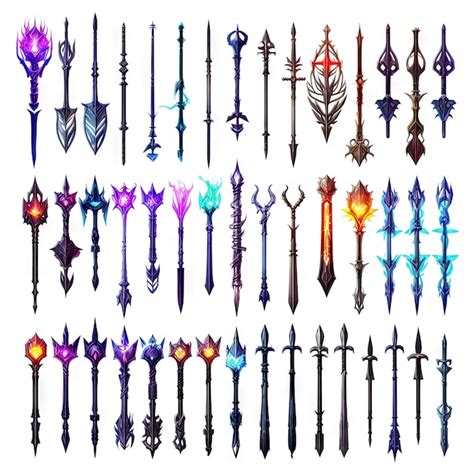 Premium AI Image Game Assets Spritesheet Of Weapons Swords Bows