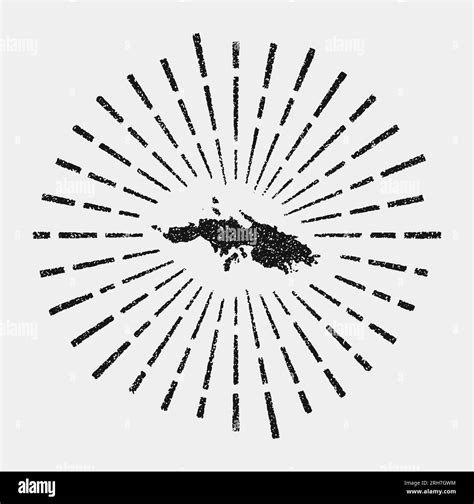 Vintage Map Of Saint Thomas Grunge Sunburst Around The Island Black