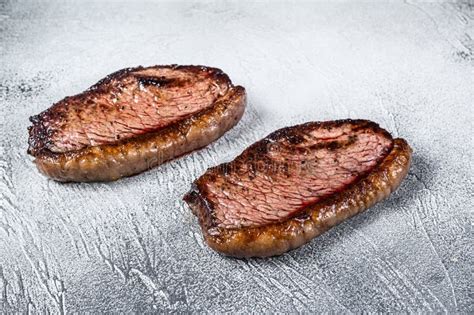 Grilled Top Sirloin Cap Or Picanha Steak White Background Stock Image