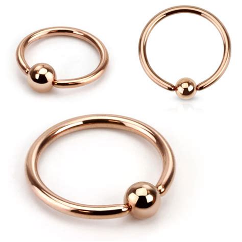 316L Rose Gold IP Captive Ring