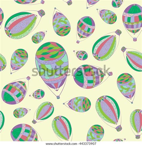 Seamless Hand Drawn Pattern Aerostat Elements Stock Vector Royalty