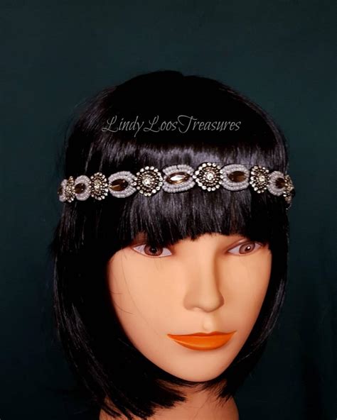 Women Beaded Retro Gatsby Art Deco Hair Band Crystal Rhinestone