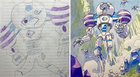 Dad Turns His Sons Doodles Into Anime Characters And The Result Is