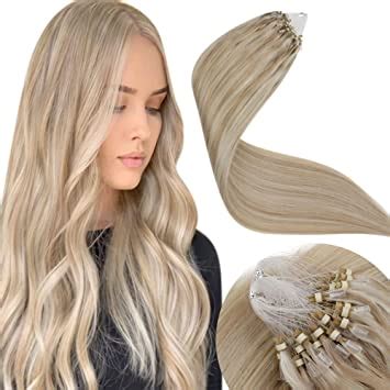 Amazon LAAVOO Blonde Micro Loop Hair Extensions Human Hair 18in