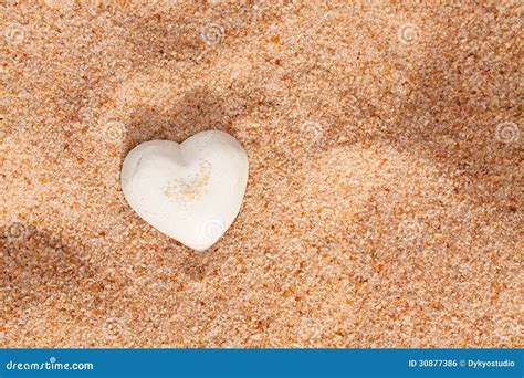 Lovely White Shell Heart On Sand Stock Photo Image Of Desire