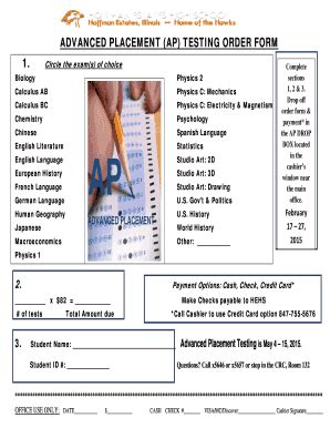 Fillable Online Hhs D211 ADVANCED PLACEMENT AP TESTING ORDER FORM