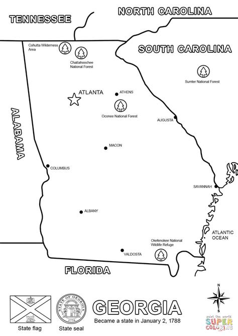 Georgia Map Coloring Page Free Printable Coloring Pages