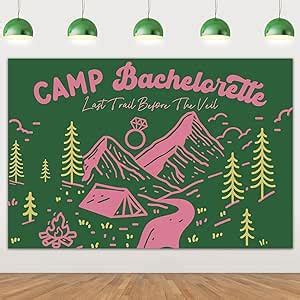 Amazon Camp Bachelorette Party Decorations Pink Green Backdrop