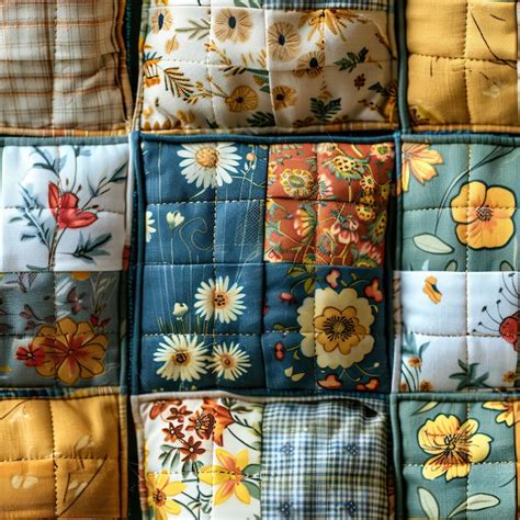 Seamless Texture Of Patchwork Quilt Boho Style Premium Ai Generated Image