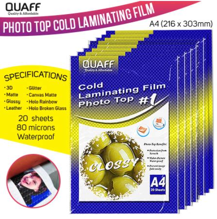 Cold Laminating Film Photo Top Glossy Matte Glitter 3D