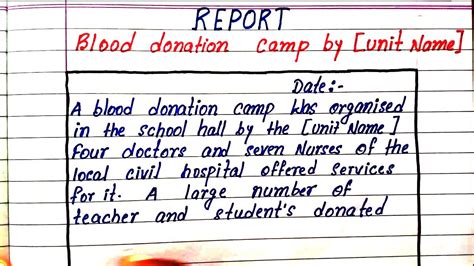 Report Blood Donation Camp By Unit Name How To Write Report