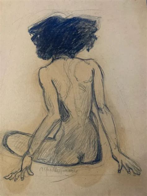 Dibujo Alfred Leymarie Desnuda L Piz Papel Mujer Africana Er Tico