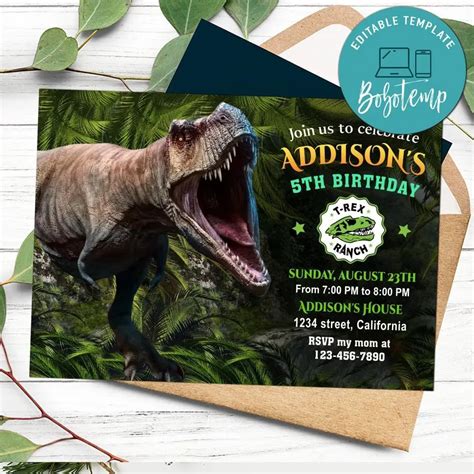 T Rex Ranch Invitation Customizable Template Diy Bobotemp