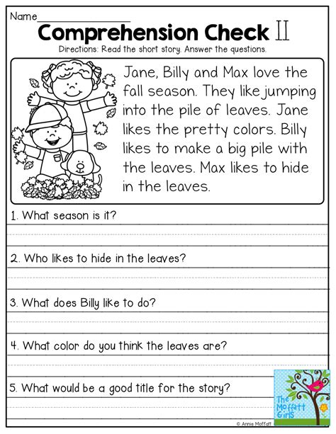 Reading Comprehension Worksheets Fifth Grade