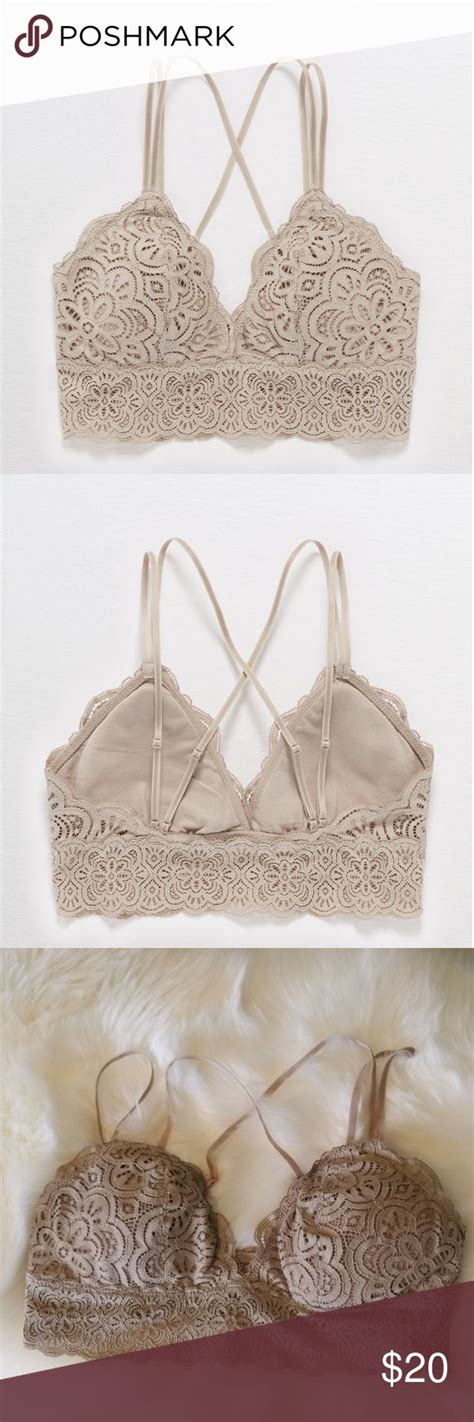 Aerie Flora Lace Padded Bralette In Strand Color Size Large