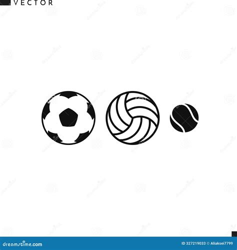 Sport Ball Icon Set Football Tennis And Volleyball Stock Illustration