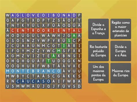 Relevo E Hidrografia Da Europa Wordsearch