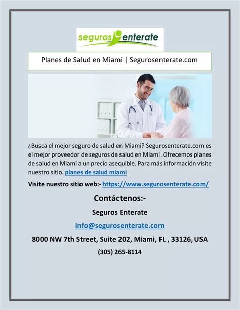 Ppt Planes De Salud En Miami Segurosenterate Powerpoint