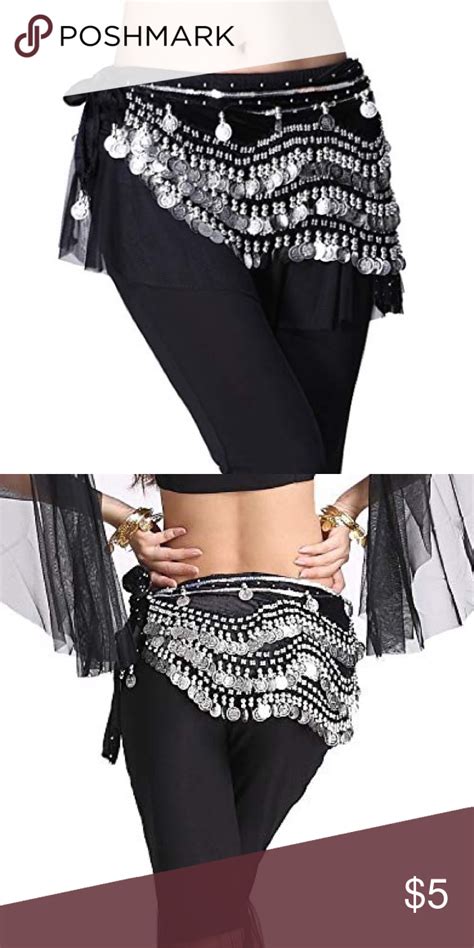 Belly Dance Hip Scarf With Silver Coins Hip Scarves Belly Dance Fashion